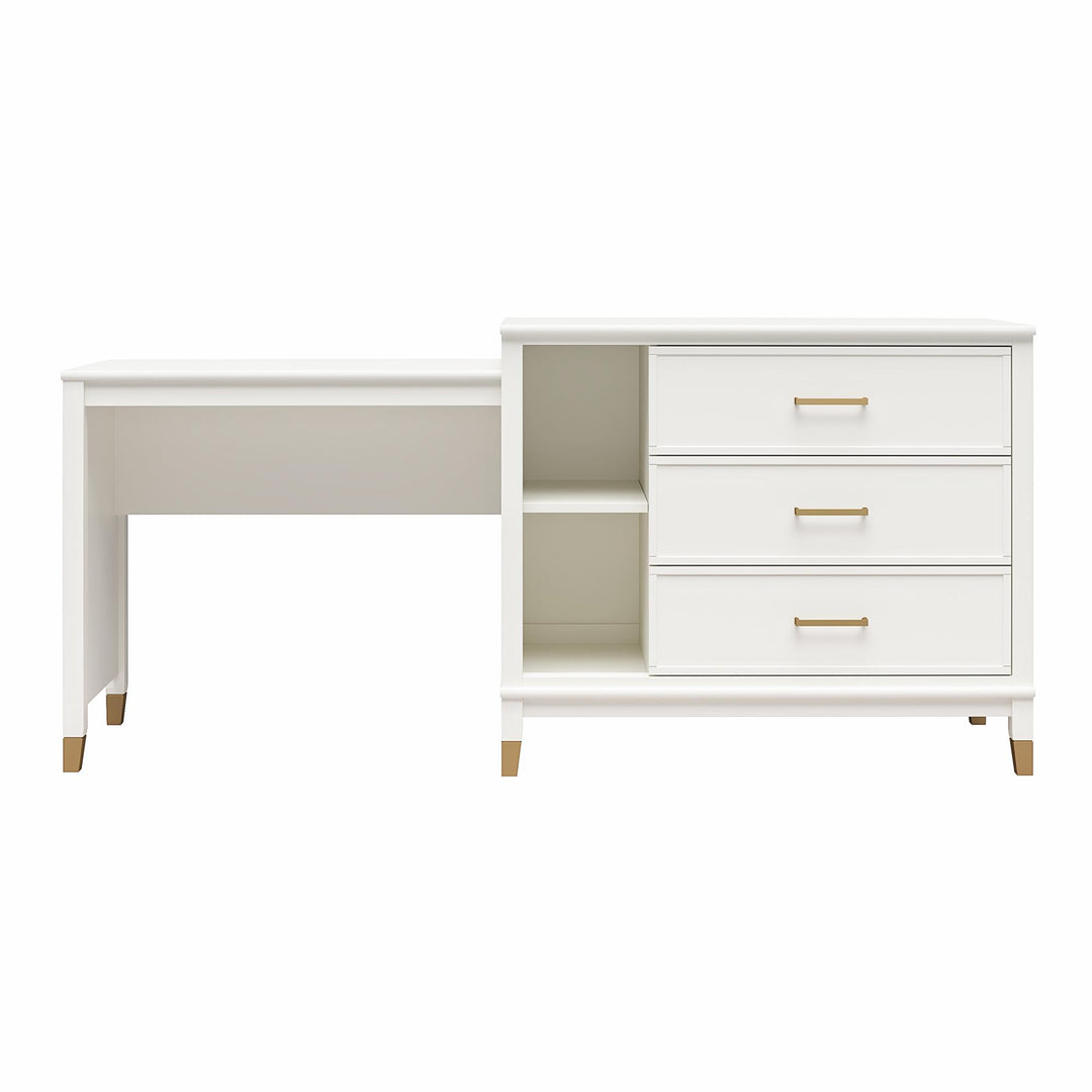 Westerleigh 3 in 1 Media Dresser with Gold Accents - White