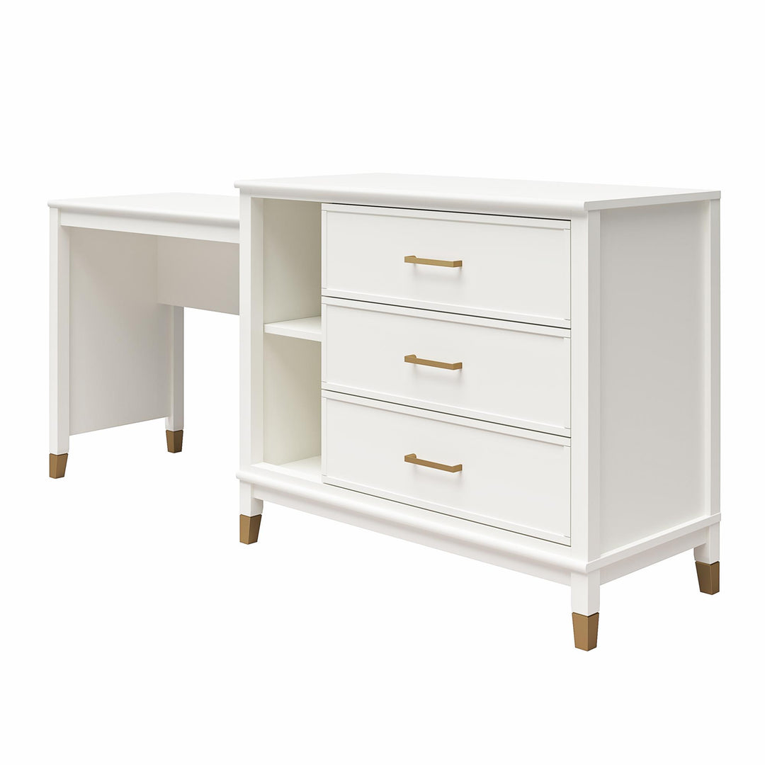 Westerleigh 3 in 1 Media Dresser with Gold Accents - White