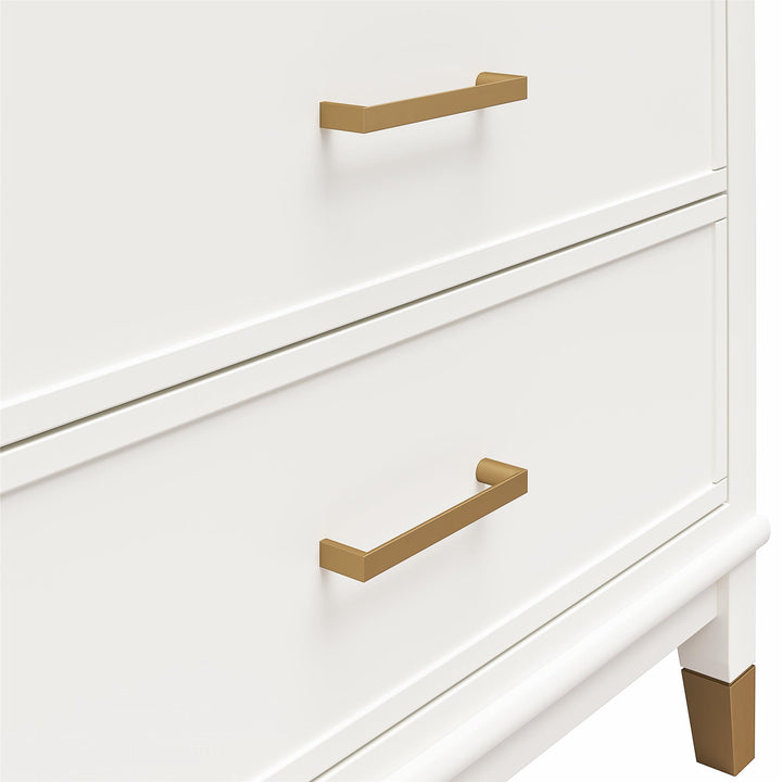 Westerleigh 3 in 1 Media Dresser with Gold Accents - White