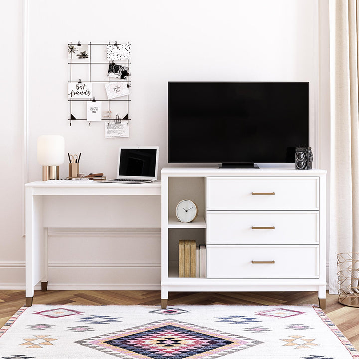 Westerleigh 3 in 1 Media Dresser with Gold Accents - White