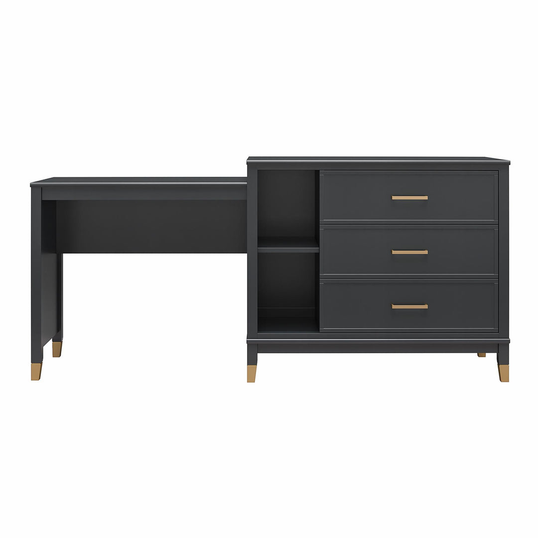 Westerleigh 3 in 1 Media Dresser with Gold Accents - Black