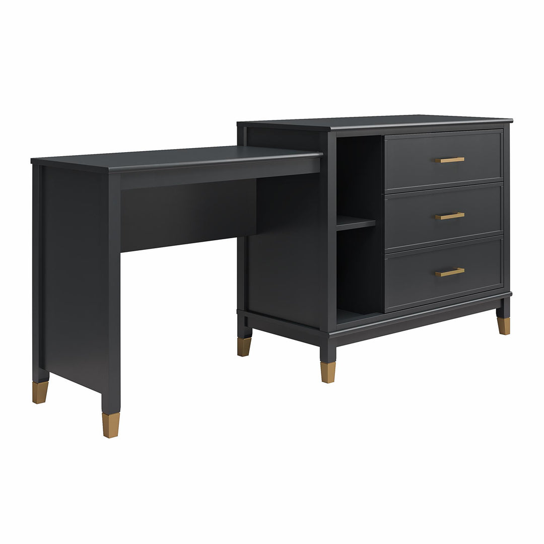 Westerleigh 3 in 1 Media Dresser with Gold Accents - Black