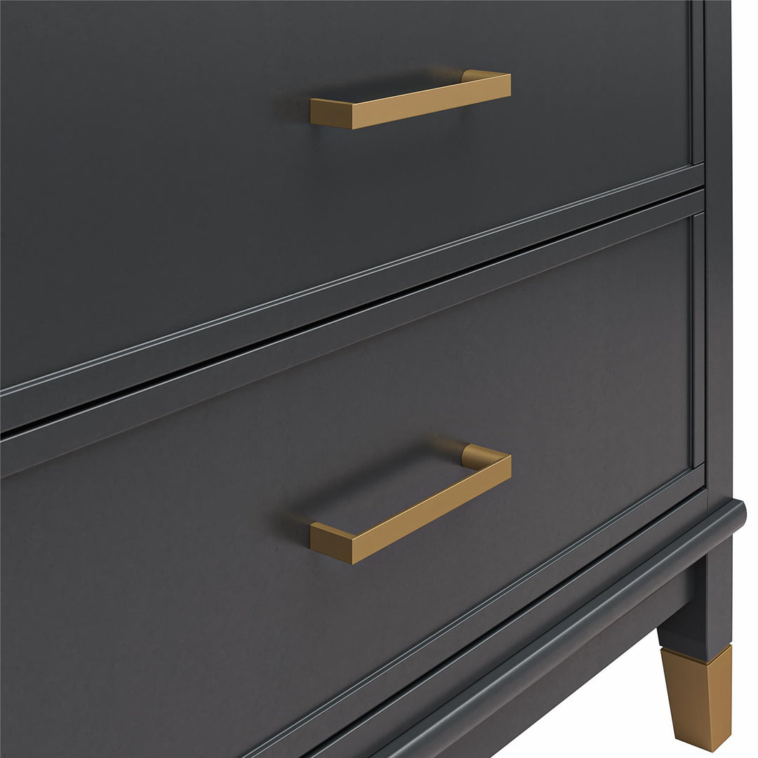 Westerleigh 3 in 1 Media Dresser with Gold Accents - Black