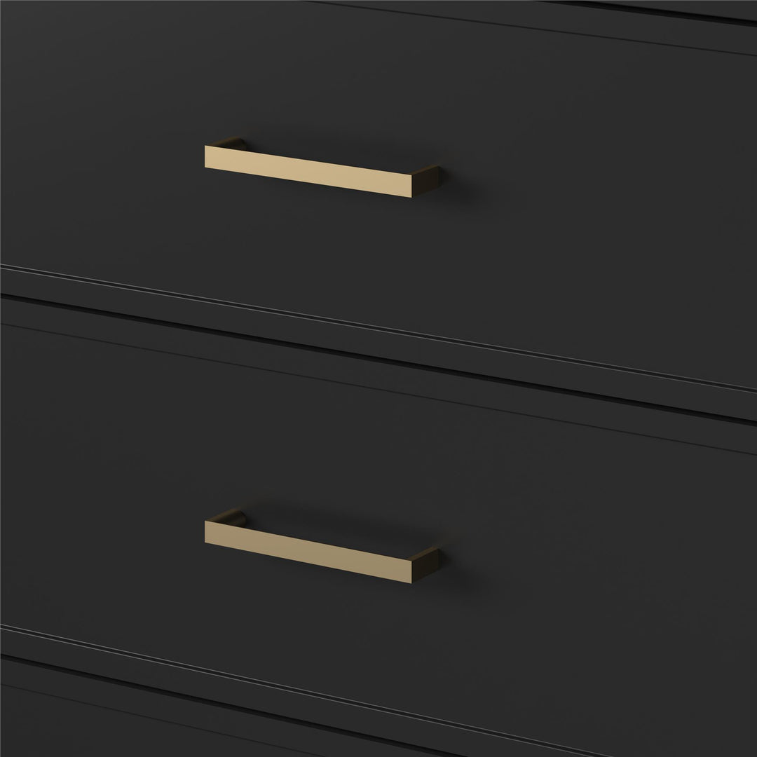 Westerleigh 6 Drawer Dresser with Gold Knobs - Black