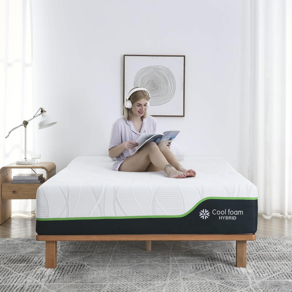 Hybrid mattress with 10-inch depth and pocket springs -  White/Black  -  Queen