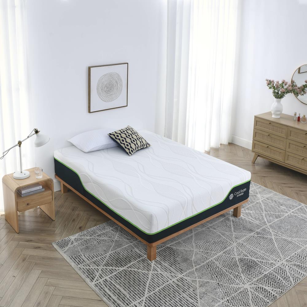 Premium 12-inch mattress with pocket coil and gel foam -  White/Black  -  Twin XL