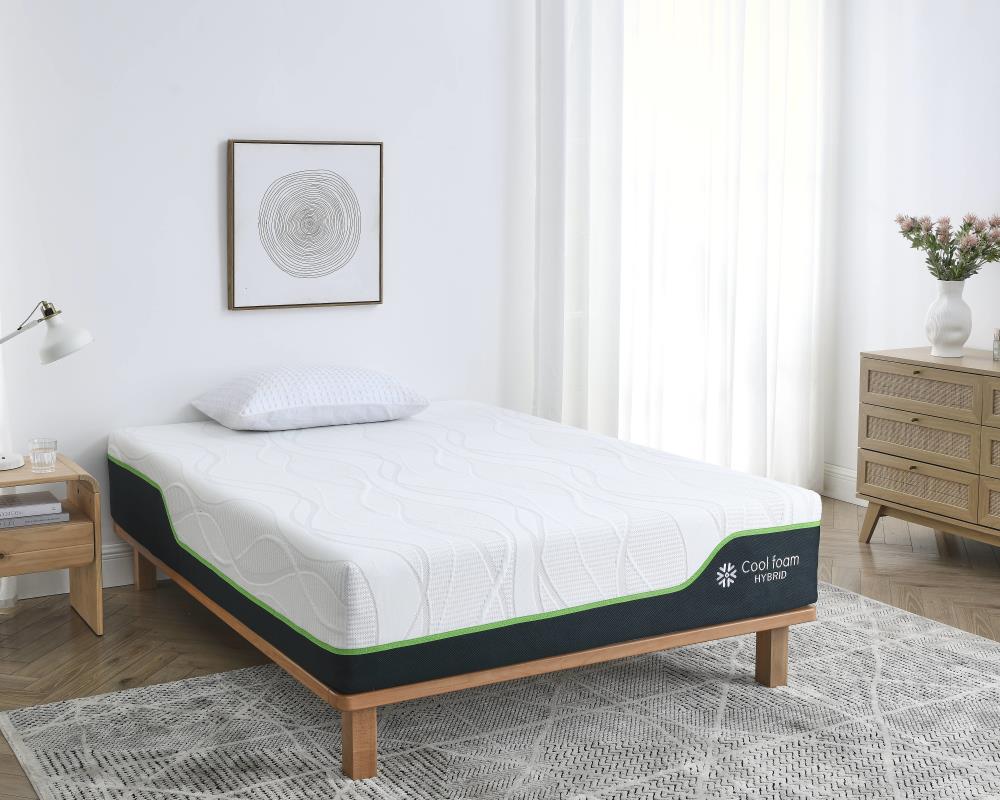Hybrid mattress with pocket springs and cooling gel -  White/Black  -  Full