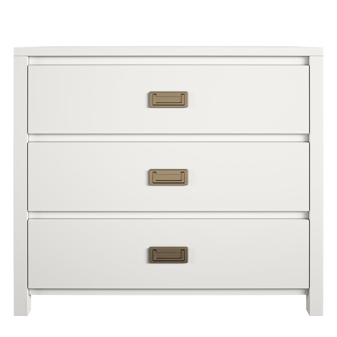 Monarch Hill Haven 3 Drawer Dresser with Gold Drawer Pulls  -  White