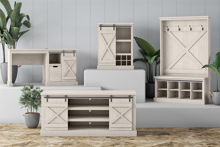 Knox County Entryway Bench Hall Tree with Coat Hooks and Shoe Storage - Rustic Oak