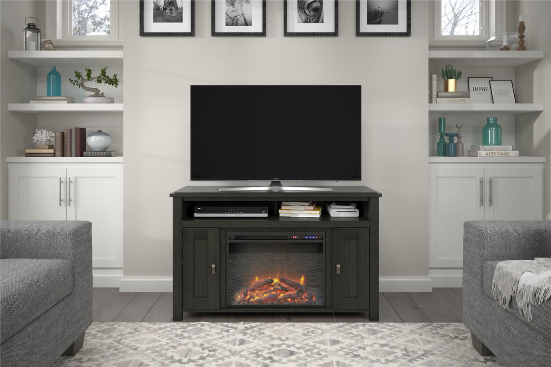 Electric Fireplace TV Console for Living Room -  Black Oak