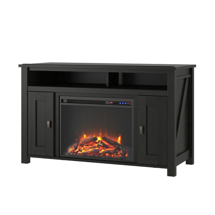 Fireplace TV Console for 50 Inch TV with Storage -  Black Oak