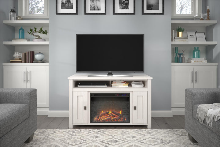 Farmington Electric Fireplace TV Console for TVs up to 50 Inch - Ivory Oak
