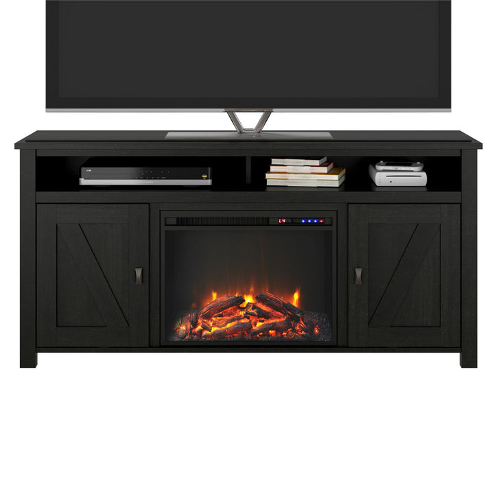 Farmington Electric Fireplace TV Console for TVs up to 60 Inch - Black Oak