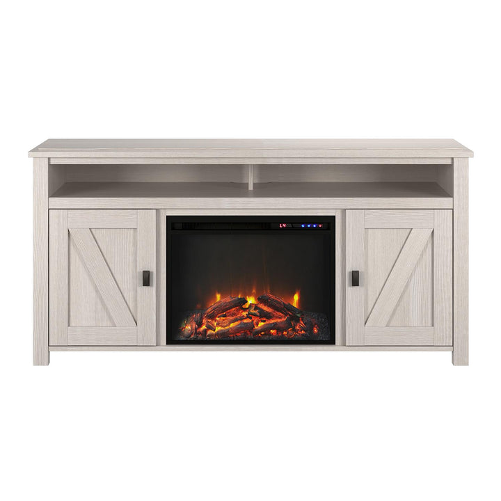 Farmington Electric Fireplace TV Console for TVs up to 60 Inch - Ivory Oak