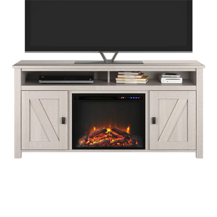 Farmington Electric Fireplace TV Console for TVs up to 60 Inch - Ivory Oak