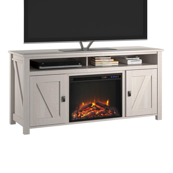 Farmington Electric Fireplace TV Console for TVs up to 60 Inch - Ivory Oak