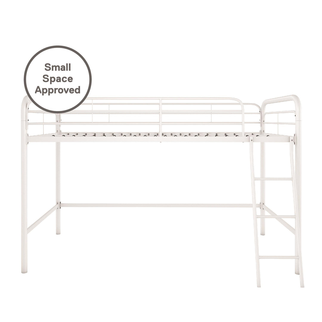 Jett Junior Loft Bed with Metal Frame and Built-In Ladder - White - Twin