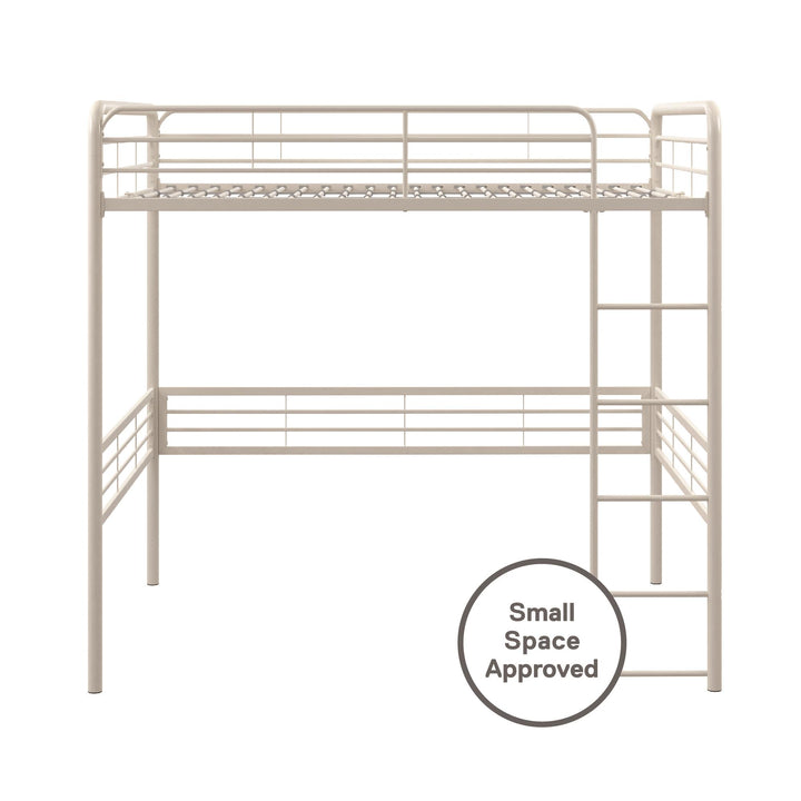 Tommy Full Metal Loft Bed with 59 Inches of Under Bed Storage - White - Full