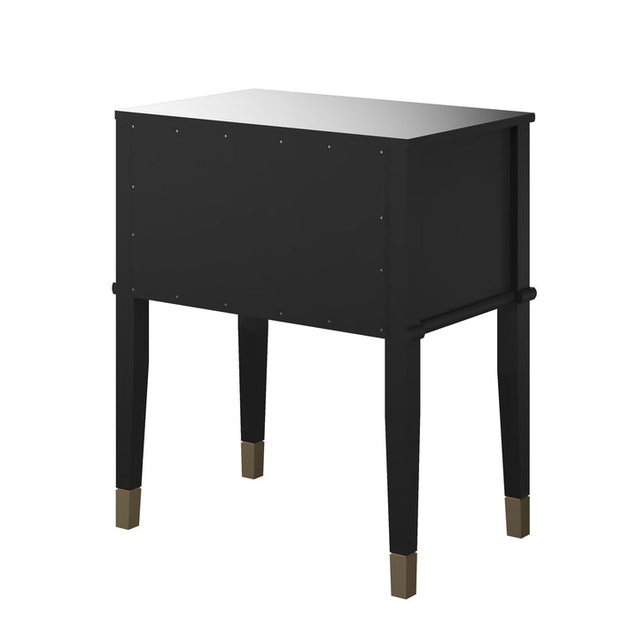 Nightstand End Table with Drawers -  Black