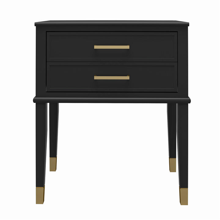 Westerleigh 2 Drawer Nightstand with Gold Accents - Black