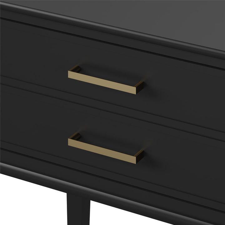 Westerleigh 2 Drawer Nightstand with Gold Accents - Black