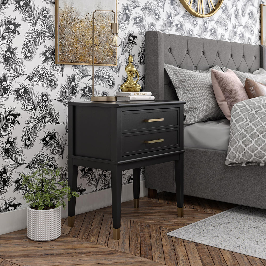 Westerleigh 2 Drawer Nightstand with Gold Accents - Black