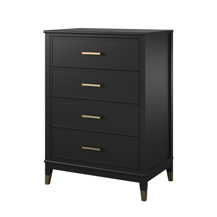 Westerleigh 4 Drawer Dresser with Gold Accents - Black