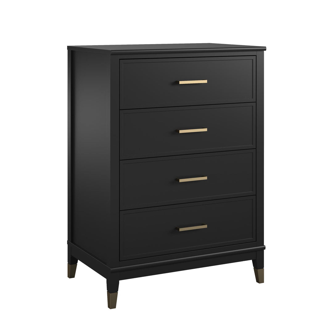 Westerleigh 4 Drawer Dresser with Gold Accents - Black