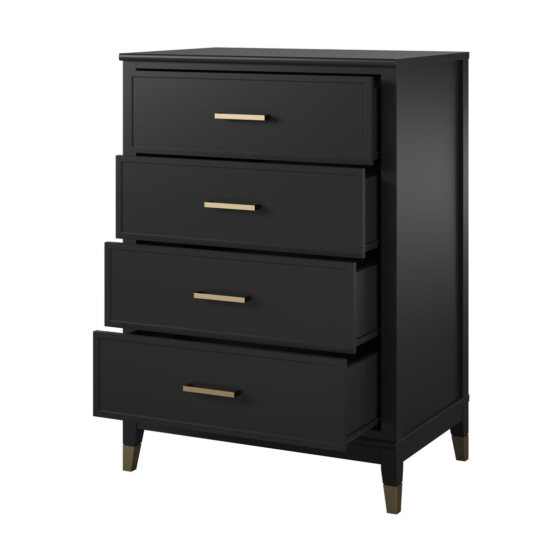 Westerleigh Stylish 4 Drawer Dresser -  Black
