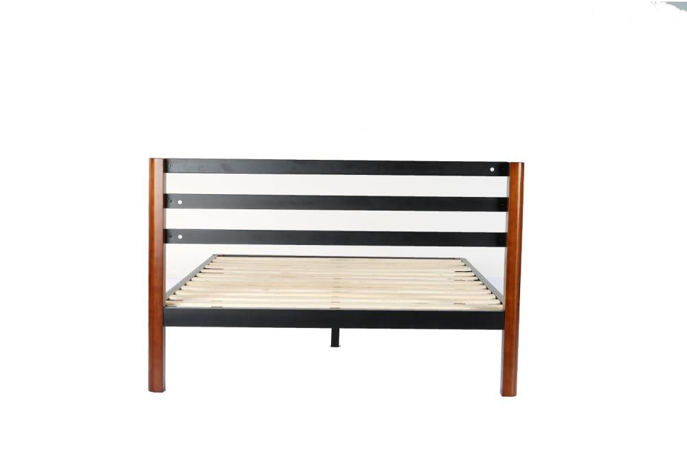 Baja Metal Platform Bed Frame with Slats - Black - Queen