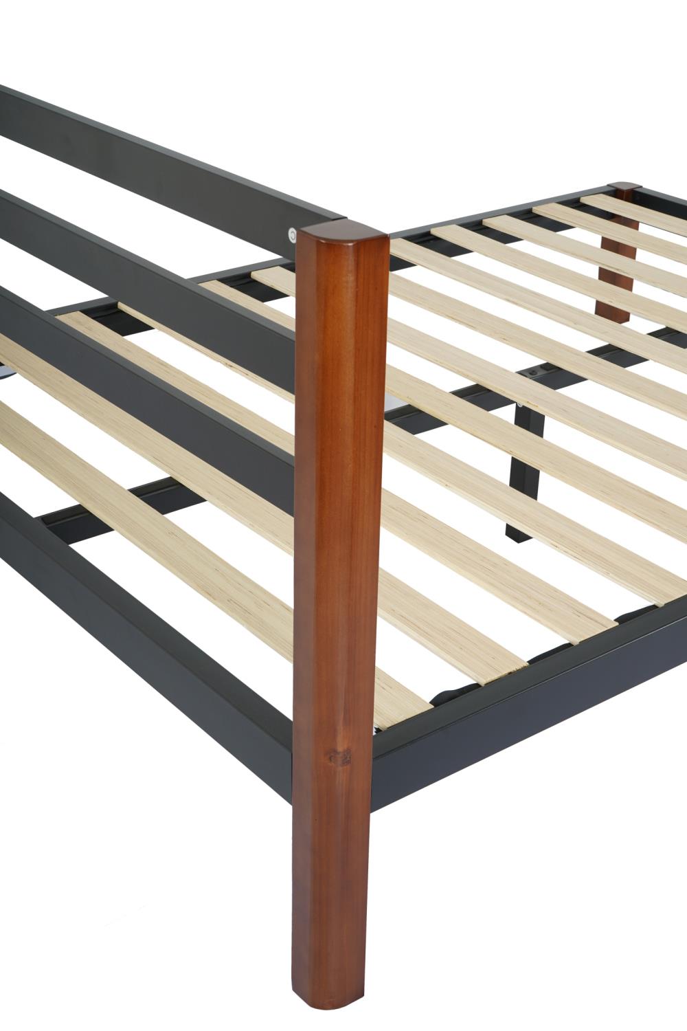 Baja Metal Platform Bed Frame with Slats - Black - King