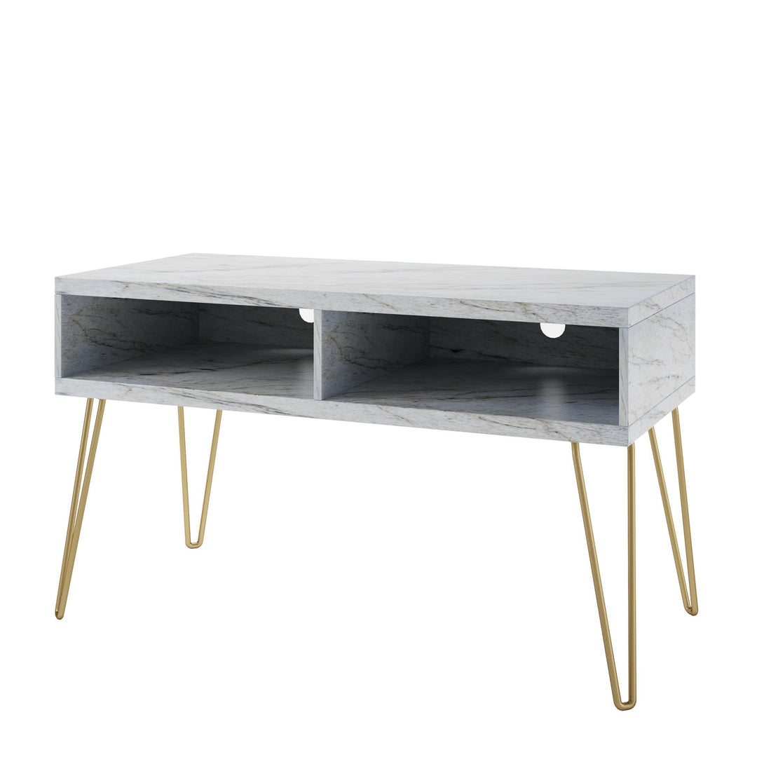 Athena TV Stand for TVs up to 42 Inches - White marble