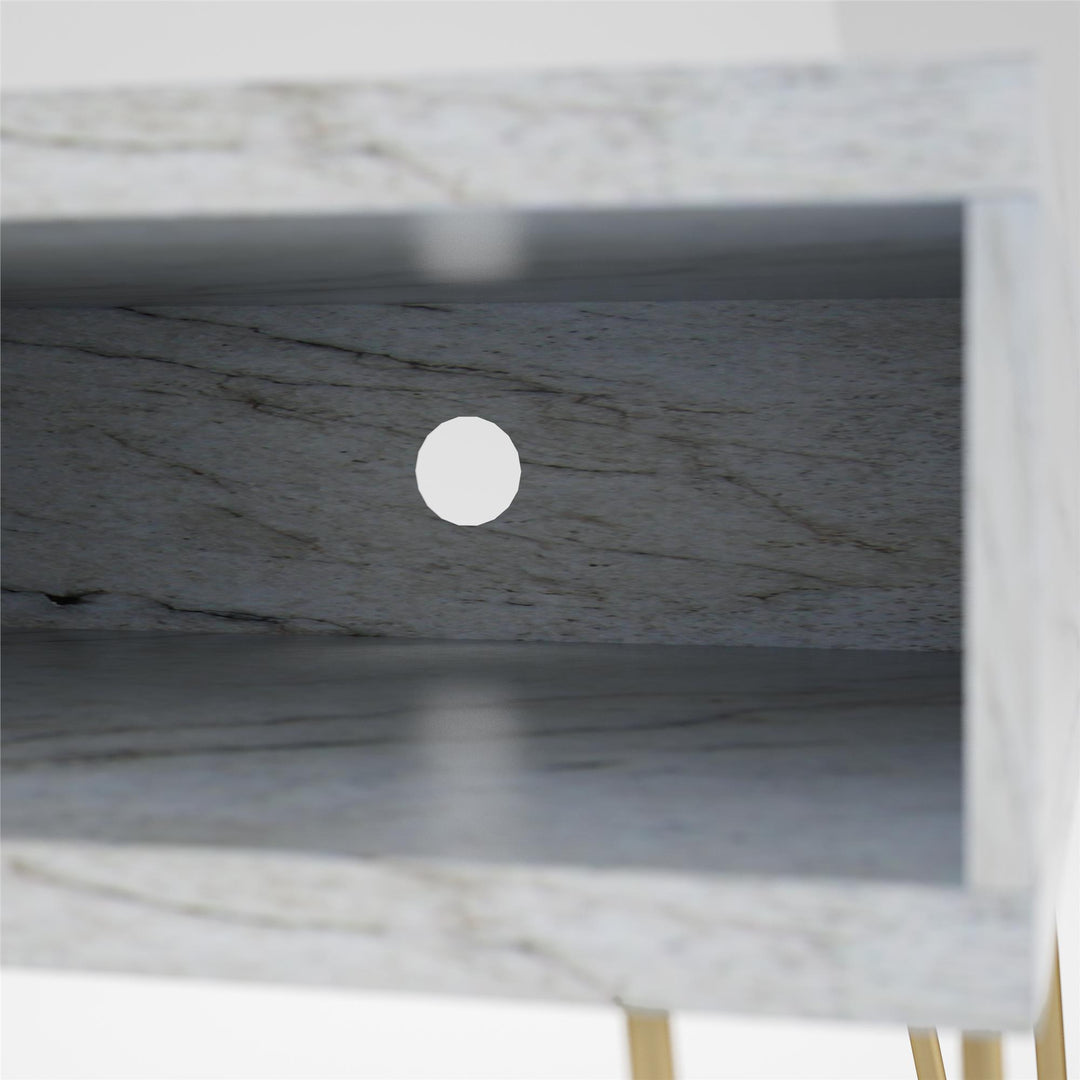 Athena TV Stand for TVs up to 42 Inches - White marble