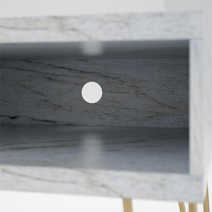 Athena TV Stand for TVs up to 42 Inches - White marble