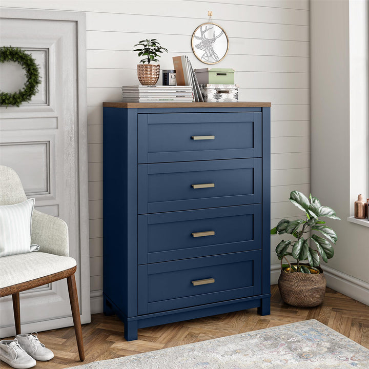 Armada 4 Drawer Dresser with Gold Knobs - Navy