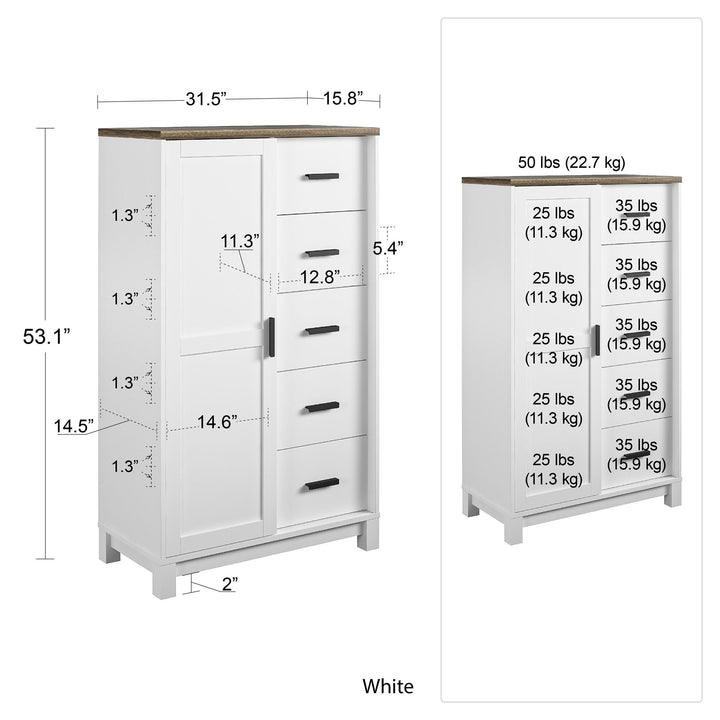 Chapel Hill Gentlemen's Chest with 5 Drawers - White