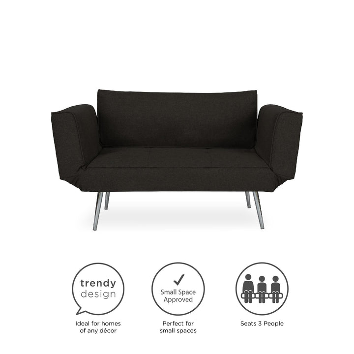 Euro Futon with Magazine Storage with Multiple Seating Positions - Black