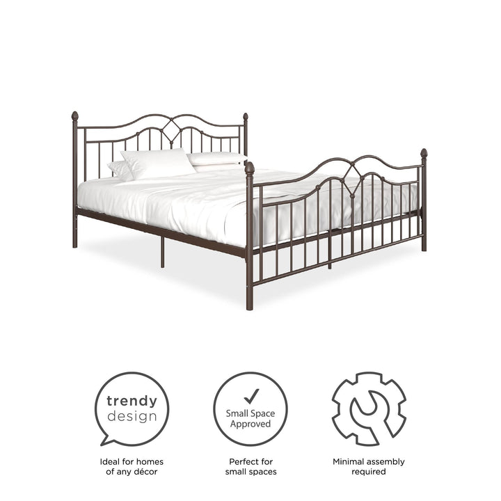 Tokyo Bed with Metal Slats -  Bronze  -  King
