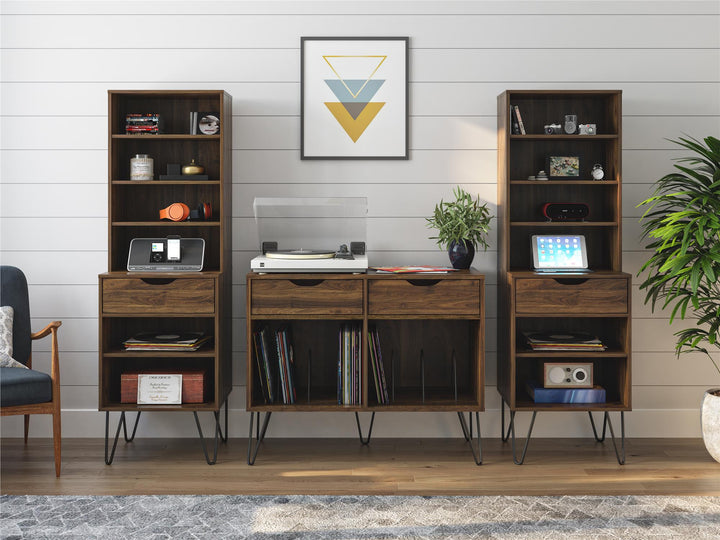 Concord Turntable Stand with Drawers - Florence Walnut