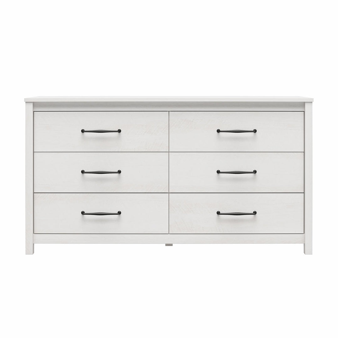 Augusta 6 Drawer Wide Dresser with Easy SwitchLock™ Assembly - Ivory Oak