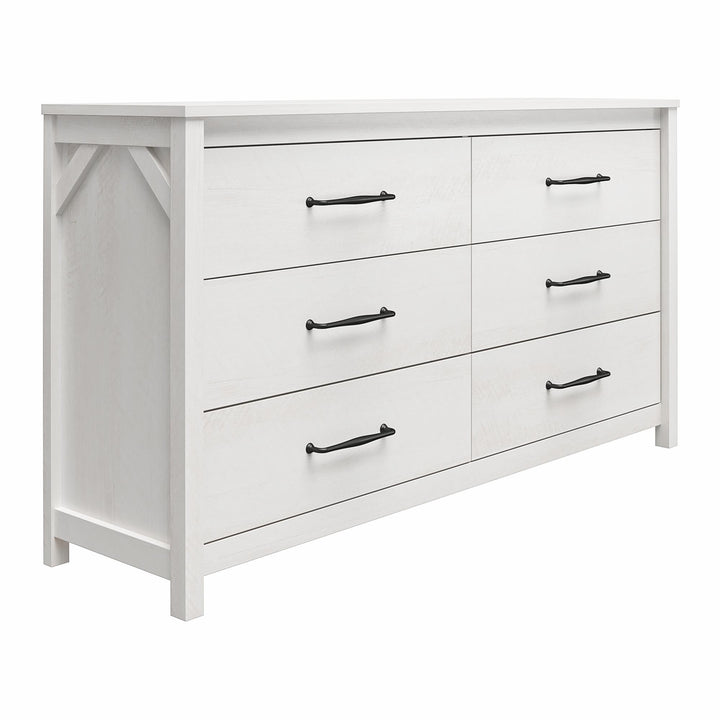 Augusta 6 Drawer Wide Dresser with Easy SwitchLock™ Assembly - Ivory Oak