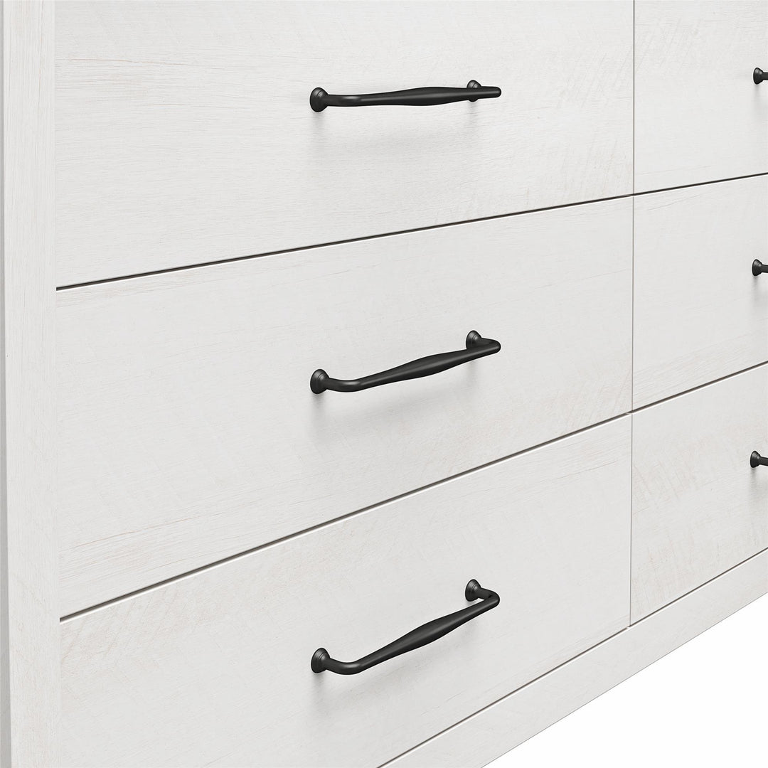Augusta 6 Drawer Wide Dresser with Easy SwitchLock™ Assembly - Ivory Oak