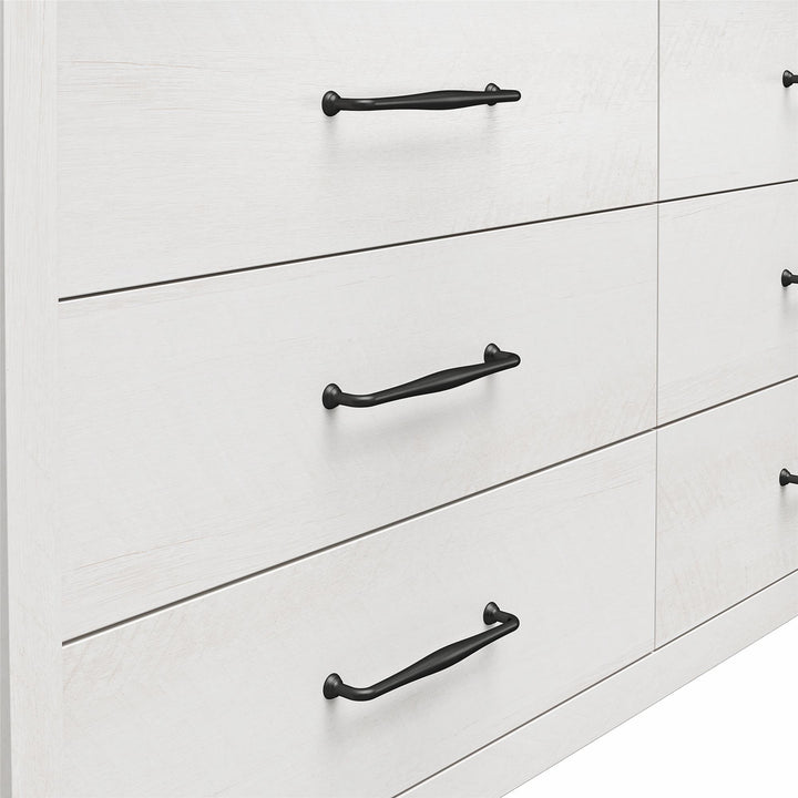 Augusta 6 Drawer Wide Dresser with Easy SwitchLock™ Assembly - Ivory Oak