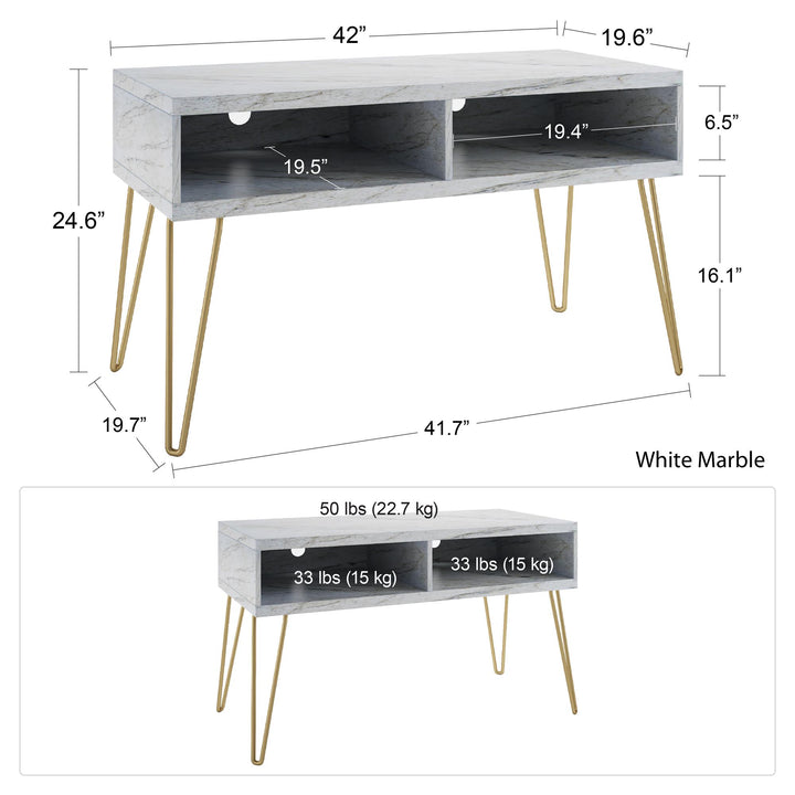 Athena TV Stand for TVs up to 42 Inches - White marble