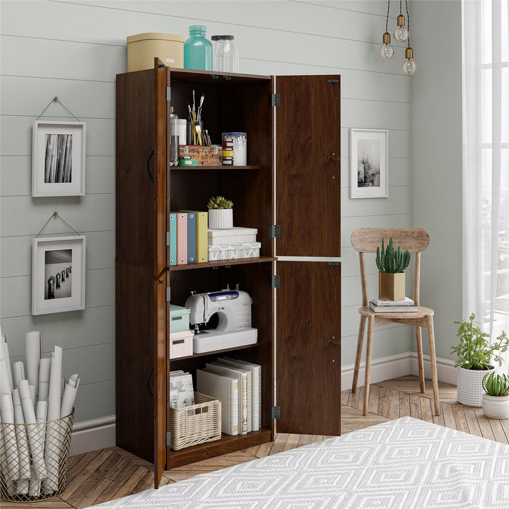 Systematic 4-Door 5' Storage Cabinet - Medium Brown