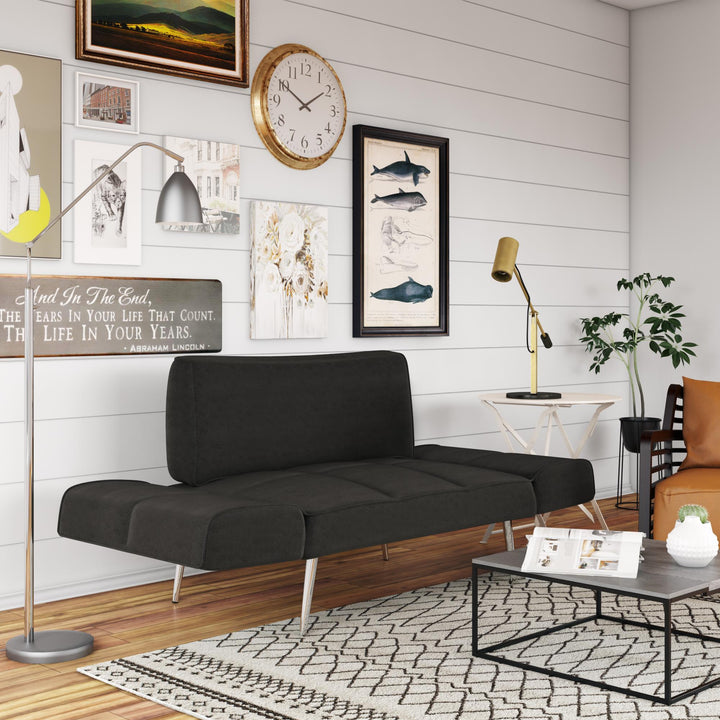 Euro Futon with Magazine Storage with Multiple Seating Positions - Black