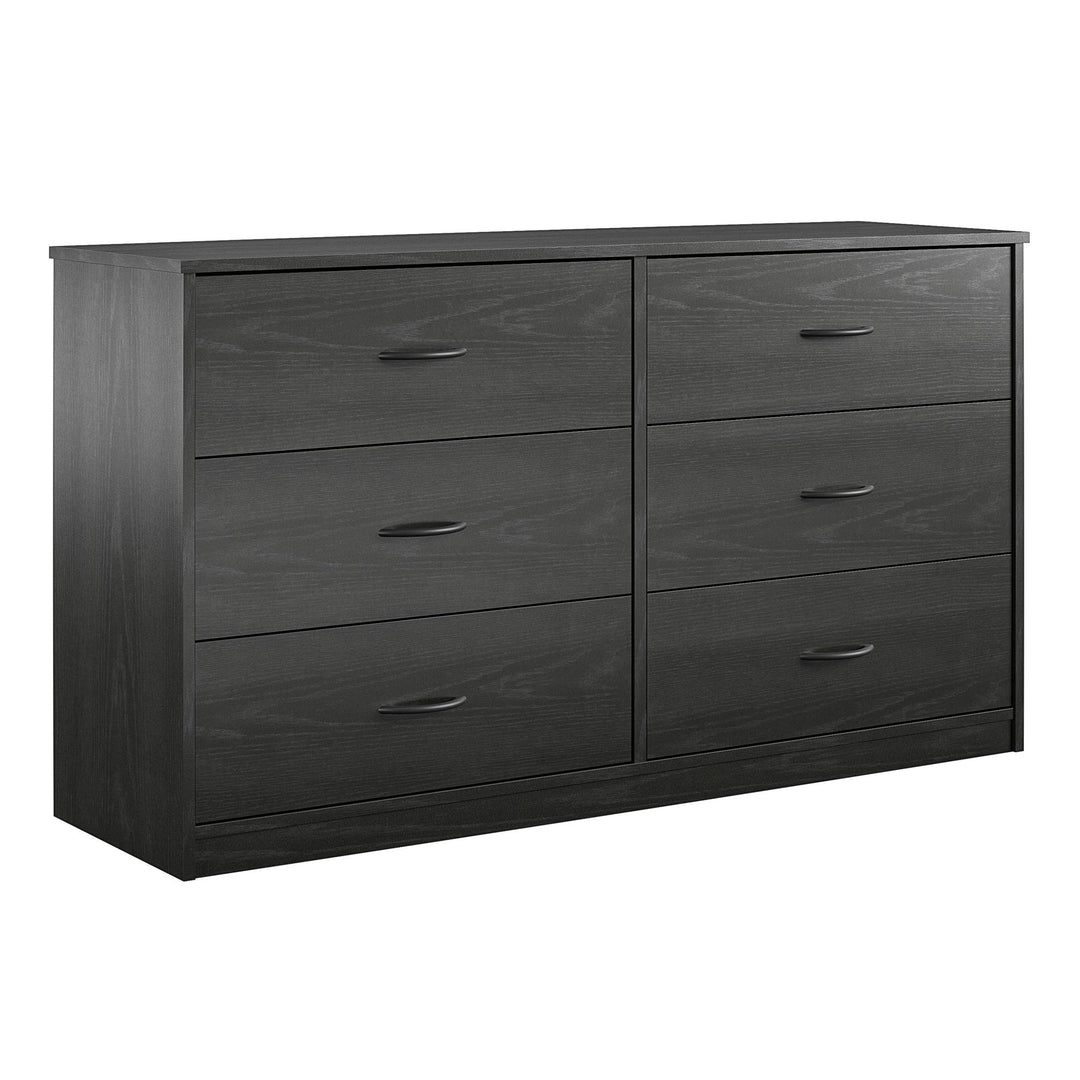 Six drawer wide dresser design -  Black Oak