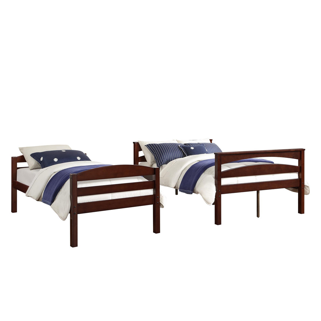 Brady Twin over Full Wooden Bunk Bed Frame with Ladder - Espresso