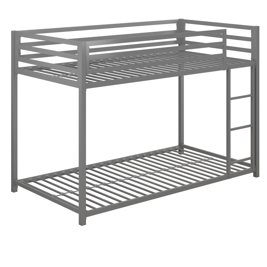 Best Miles Twin Over Twin Metal Bunk Bed -  Silver  - Twin-Over-Twin