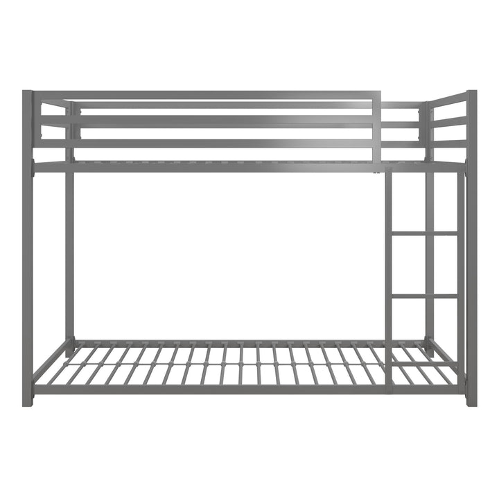 Metal Bunk Bed with Secured Slats and Ladder -  Silver  - Twin-Over-Twin